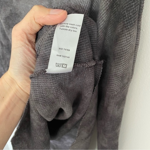 Michael Stars Tie-Dye Turtleneck Ribbed Sweater Comfy Loungewear Thermal Gray - Picture 7 of 9